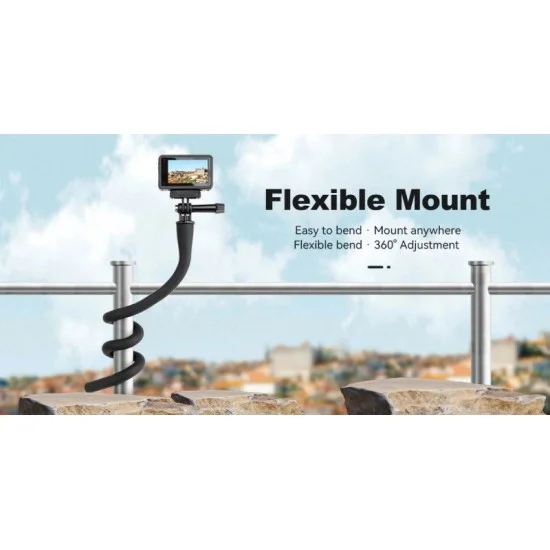 TELESIN Flexible Mount For Action Cameras/Phones - Black